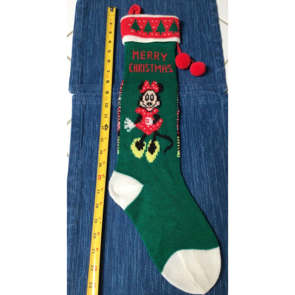 Vintage Knit 23" Christmas Stocking Minnie Mouse Merry Christmas Sock ~876A - Picture 2 of 3